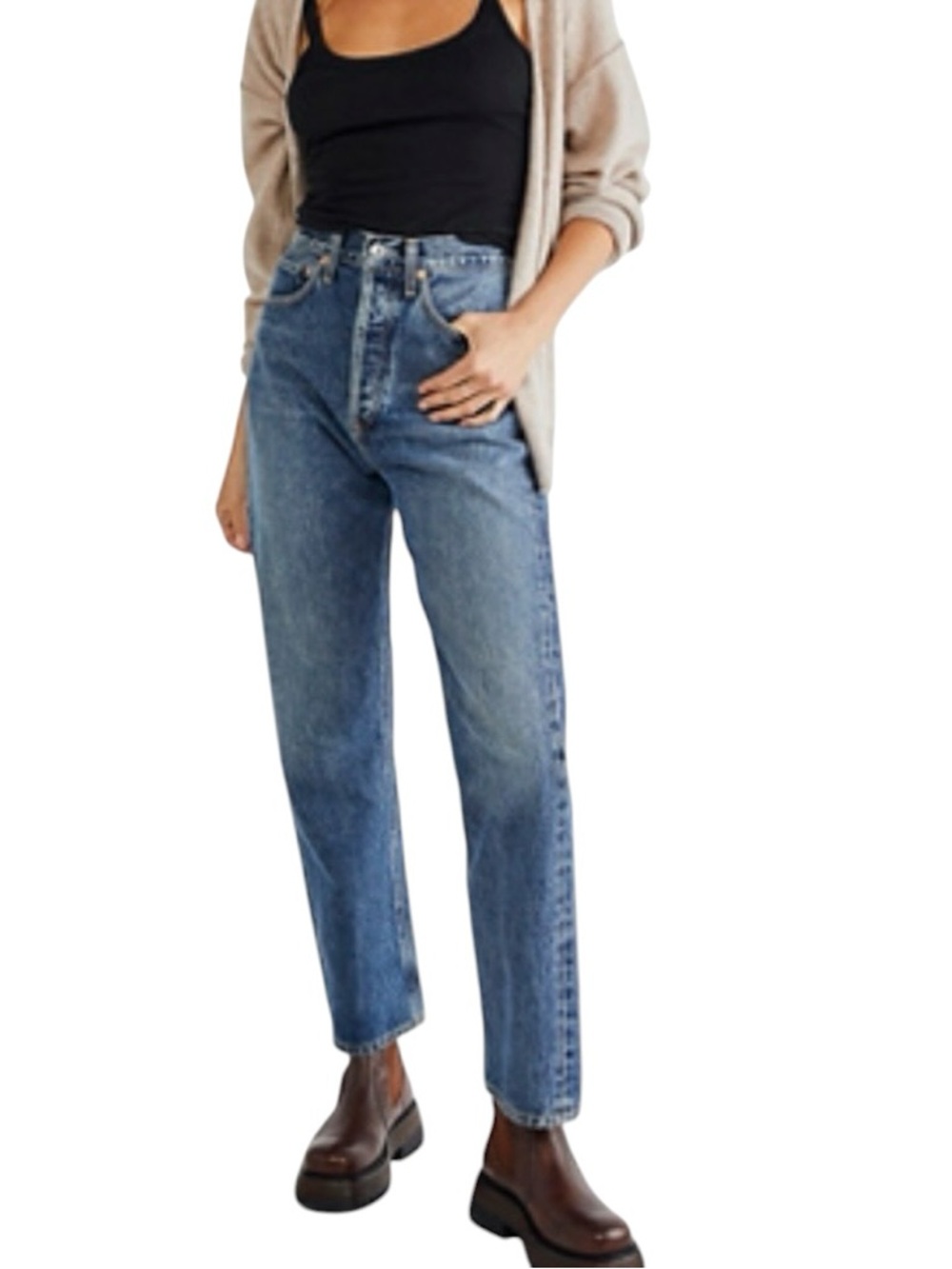 AGOLDE 90s Mid Rise Straight Jeans 31 Placebo Wash Rigid Denim